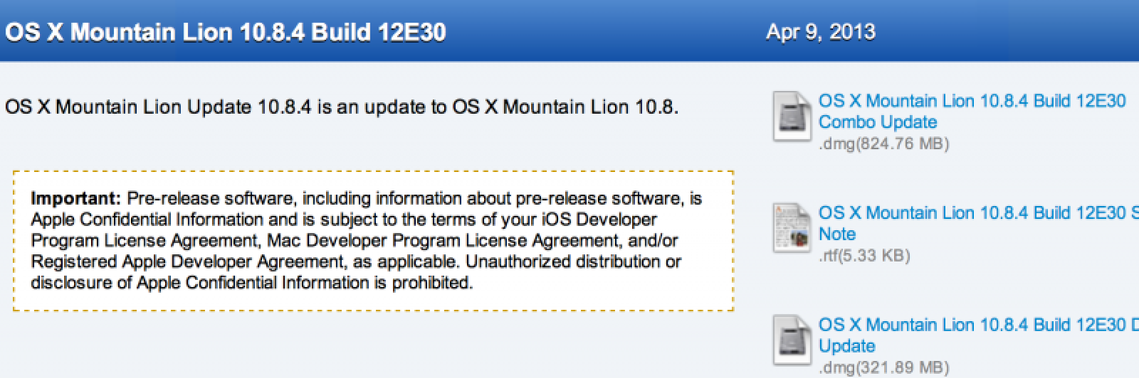 OS X Mountain Lion 10.8.4 Build 12E30 Download